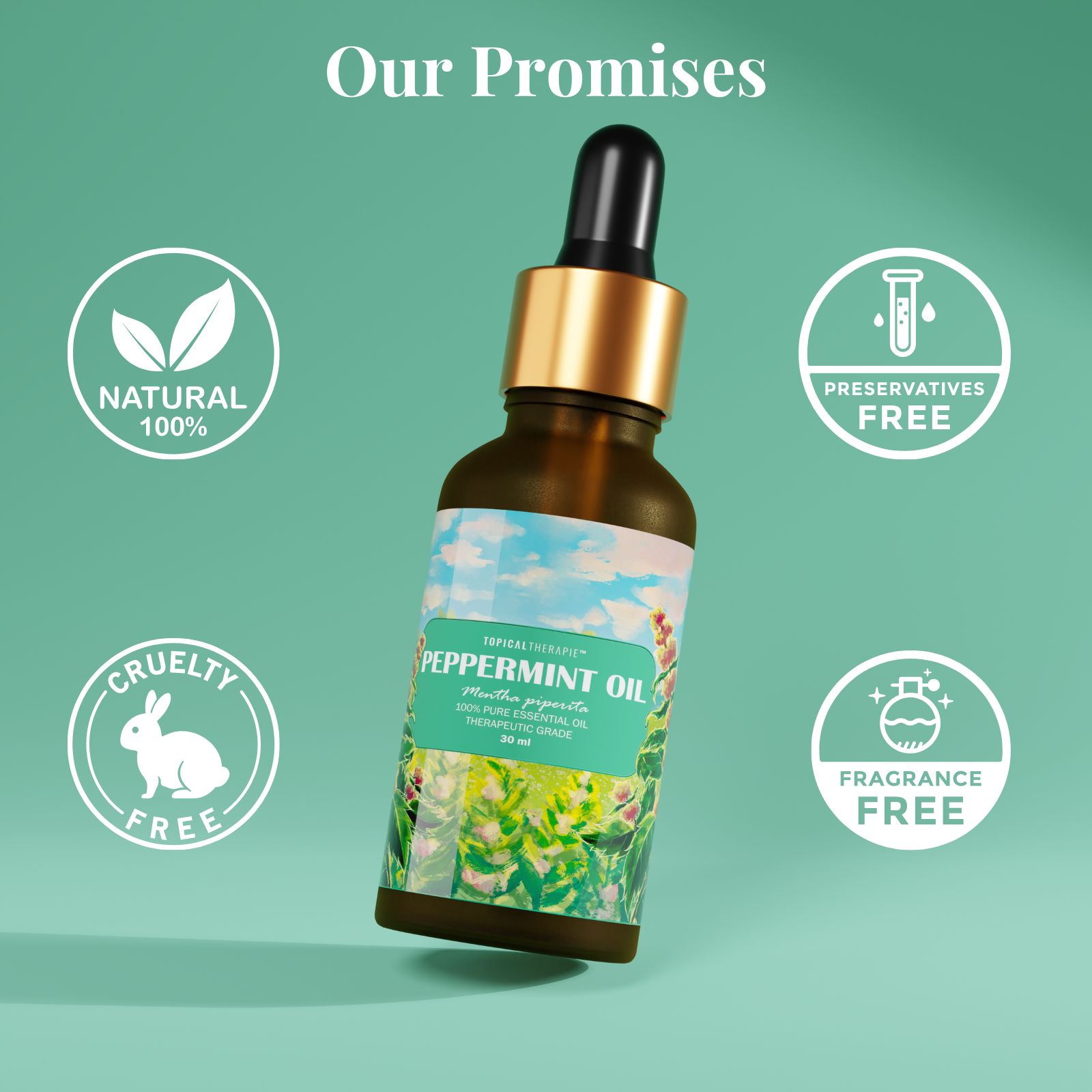 Invigorating peppermint essential oil, perfect for relaxation and energy boosts