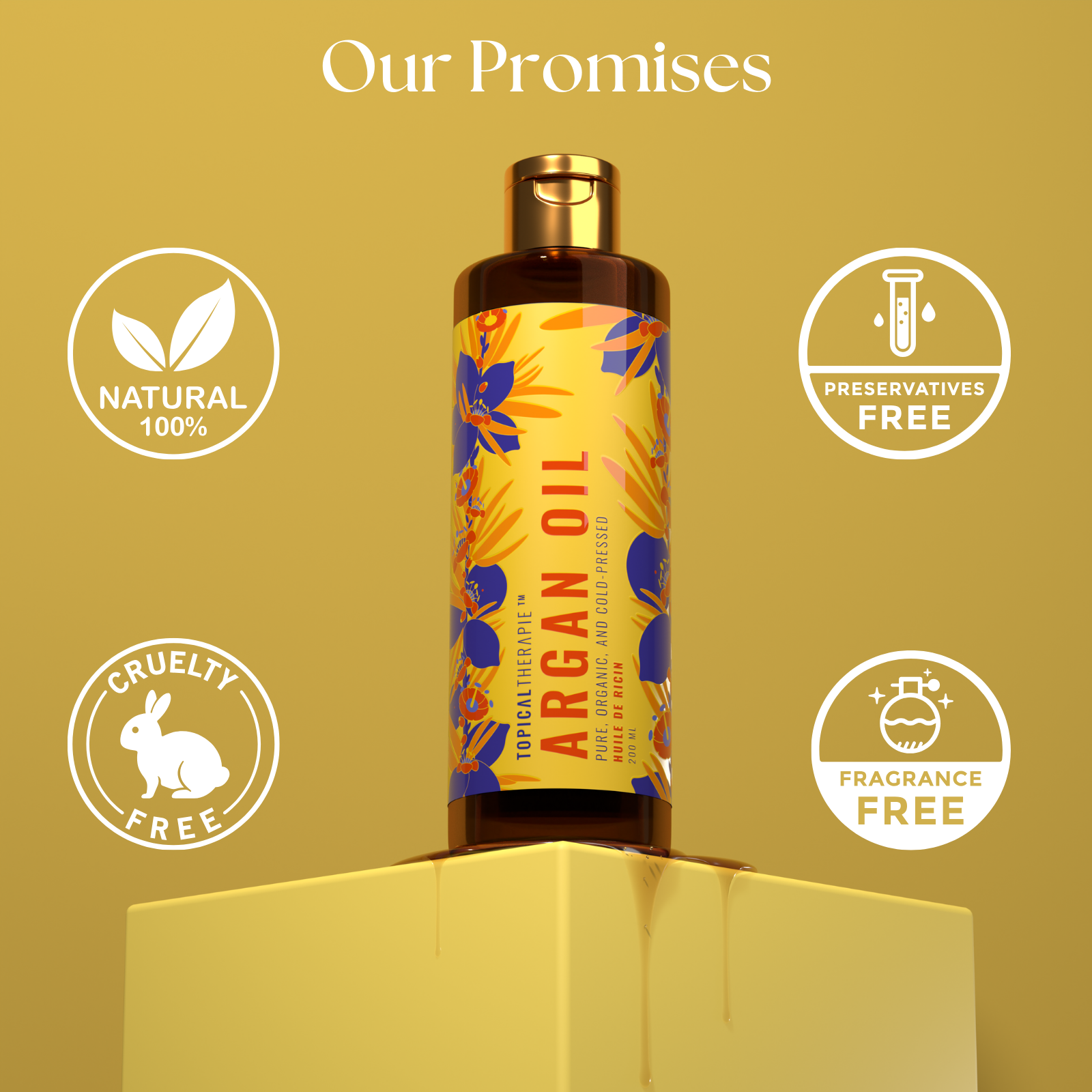 Premium essential oil bottle from Topical Therapie, designed to promote relaxation and wellness