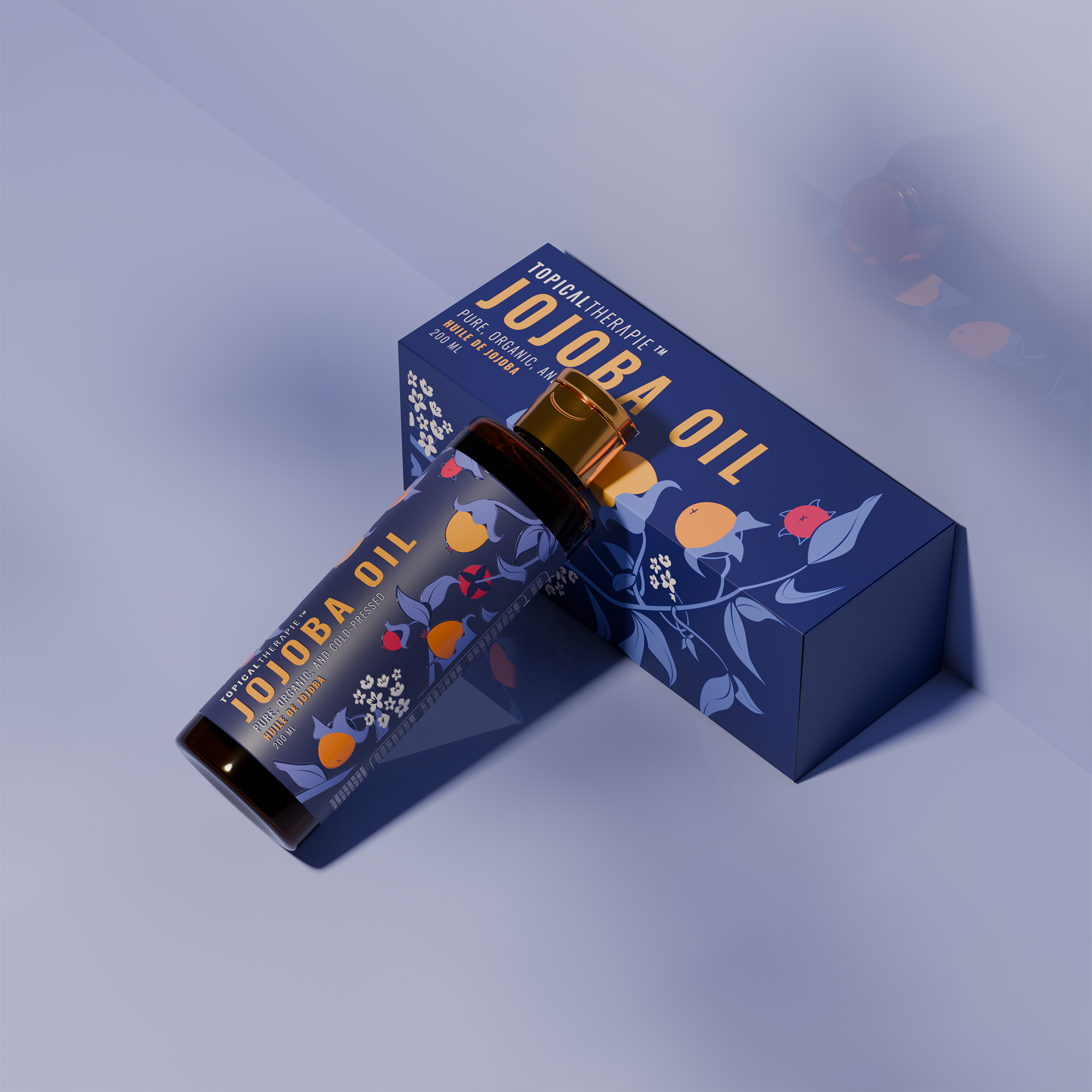 Jojoba oil with a thematic presentation, showcasing its benefits for moisturizing and revitalizing skin and hair