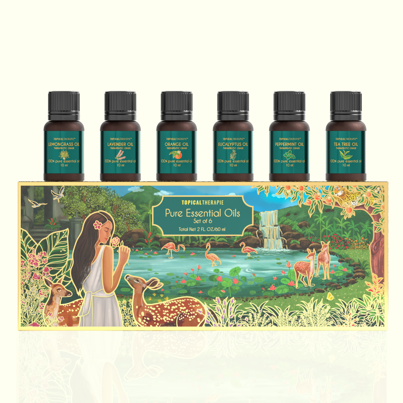 Essential oil gift set with beautifully arranged bottles, ideal for relaxation.
